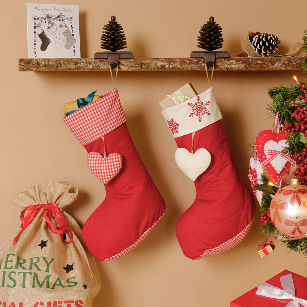 traditional country red christmas stockings by dibor  notonthehighstreet.com