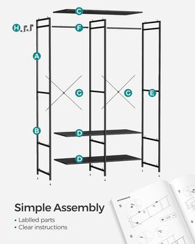 Portable Wardrobe With Hanging Rods And Shelves, 9 of 12