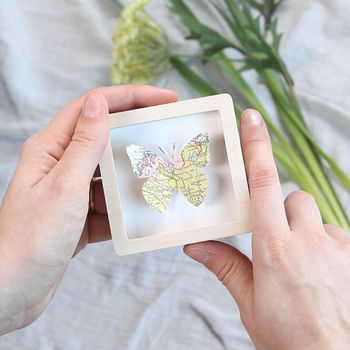 Personalised 3D Miniature Map Butterfly Frame, 4 of 7