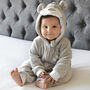 Personalised Soft Baby Grey Teddy Onesie, thumbnail 1 of 8