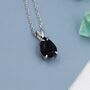 Sterling Silver Onyx Black Pear Cut Cz Necklace, thumbnail 7 of 12