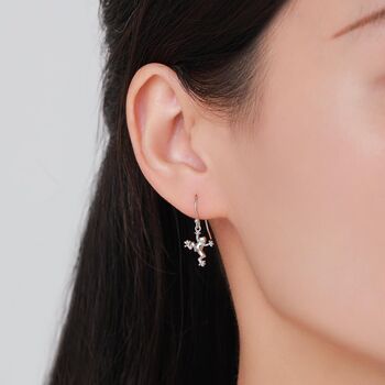 Sterling Silver Tiny Frog Drop Hook Earrings, 5 of 11