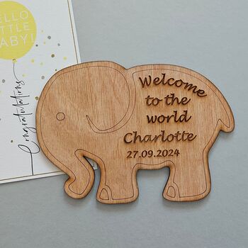 Personalised New Baby 'Welcome' Elephant Decoration, 2 of 2