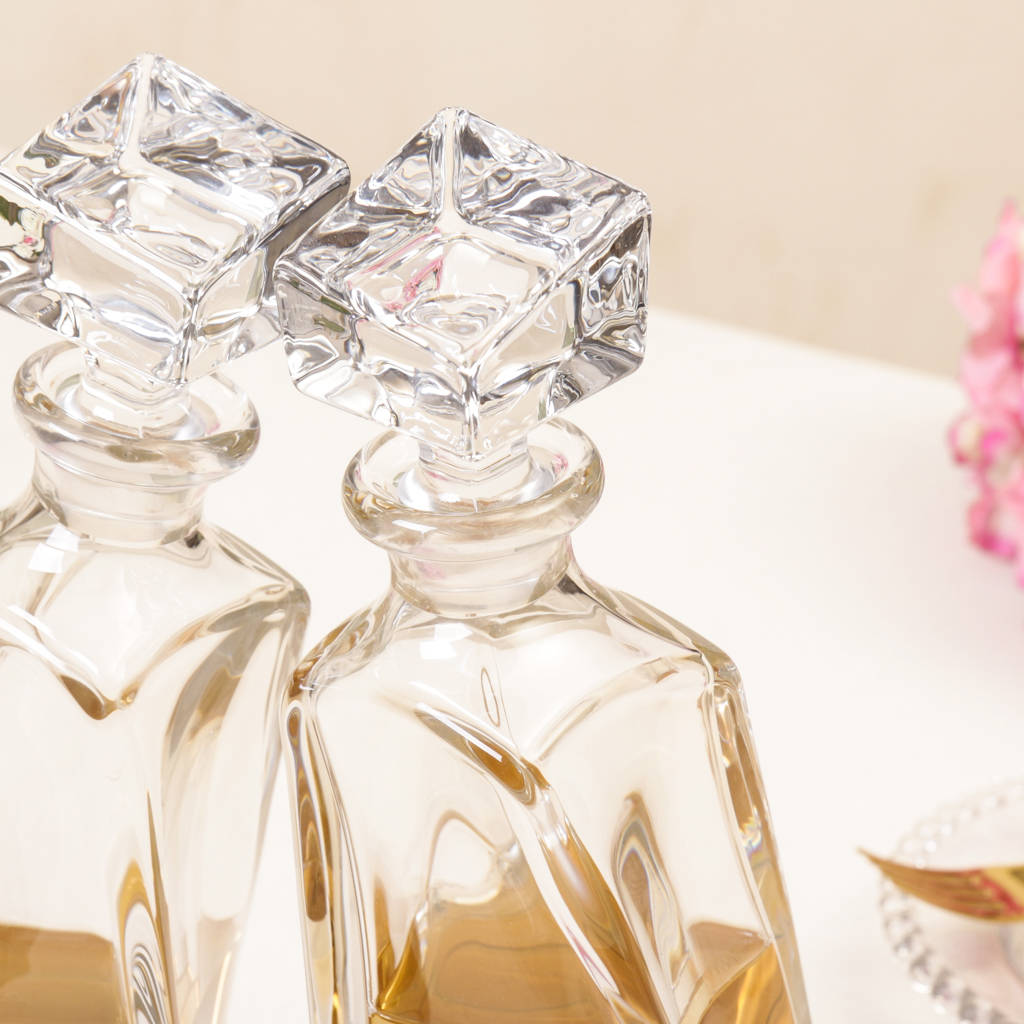 Set Of Two Luxury His And Hers Kissing Decanters By Dibor