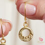 Tiny Matte Gold And Silver Detailed Circle Drop Earrings, thumbnail 2 of 10