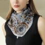 Blue Floral Antique Large Square Scarf, thumbnail 2 of 4
