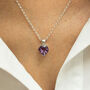 Silver And Amethyst Heart Necklace, thumbnail 1 of 3