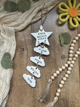 Personalised New Baby Hanging Clay Keepsake, 4 of 10
