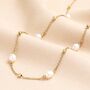 Stainless Steel Pearl And Ball Long Chain Necklace In Gold, thumbnail 1 of 3