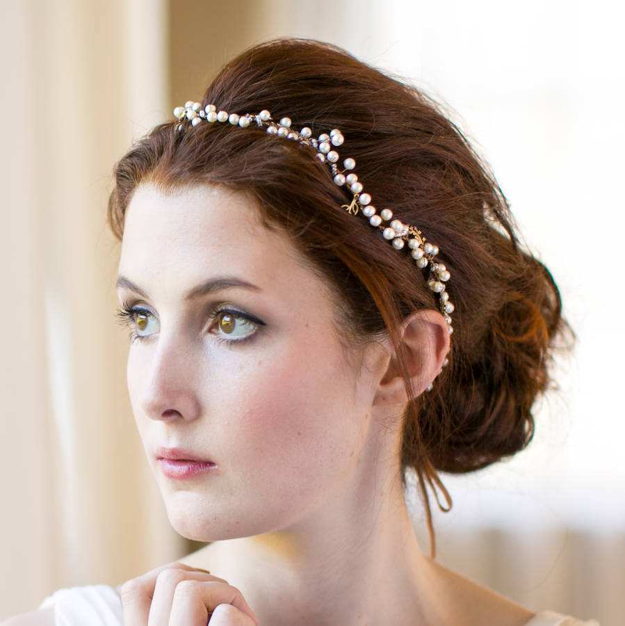 Autumn Pearl Bridal Halo Headband By Victoria Millesime 