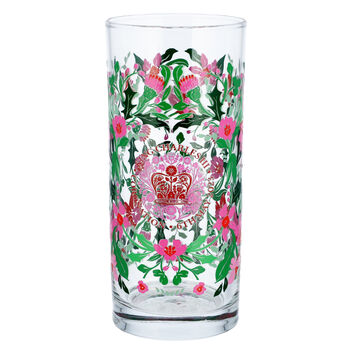 Pink And Green Floral King's Coronation High Ball Glass, 2 of 6