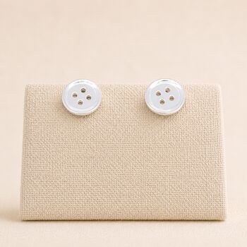 Sterling Silver Sewing Button Stud Earrings, 3 of 4