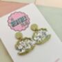 Pearl Clam Glitter Resin Earrings / Pearl And Glitter Resin Jewellery Iridescent Sea Gift / Beach Wedding Jewellery Nautical Sparkle Accessory / Under The Sea Statement, thumbnail 2 of 5