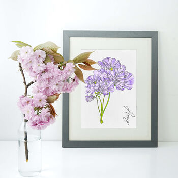 Hand Illustrated Watercolour Birth Flower Name Print, 4 of 12