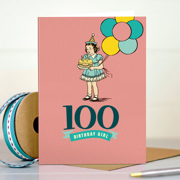 ‘100 Birthday Girl’ 100th Milestone Birthday Card, 3 of 4