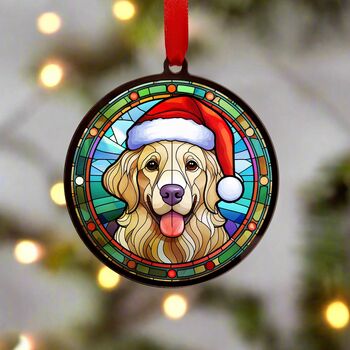 Golden Retriever In Santa Hat Suncatcher Decoration, 6 of 6
