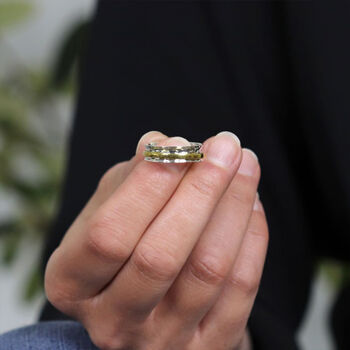 Personalised Dainty Silver And Brass Spinner Ring, 4 of 12