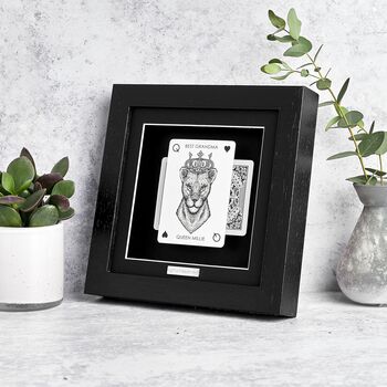 Personalised Best Grandma Gift Royal Lioness Playing Card Frame, 4 of 9