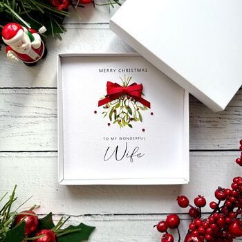 Wonderful Wife Mistletoe Christmas Card, 5 of 5