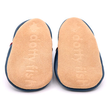 Dotty Fish Red Car Soft Leather Baby Shoes With Barefoot Soles, 7 of 8