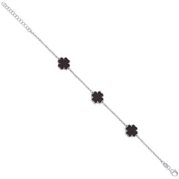 Four Leaf Clover Sterling Silver Bracelet, 2 of 3