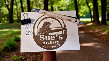Custom Archery Scoreboard And Sightings Set Plus Pen, 7 of 10