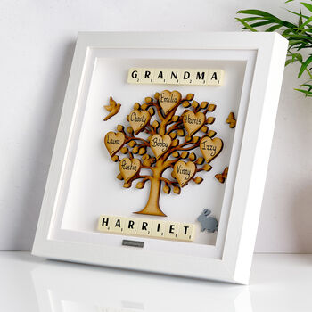 Gift For Grandma Personalised Wooden Grandchildren Family Tree Frame, 2 of 11