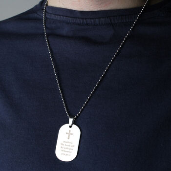 Personalised Cross Steel Dog Tag Necklace, 4 of 6