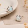 Sterling Silver Heart Opal Stud Earrings, thumbnail 1 of 8
