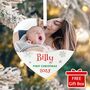 My First Christmas Photo Ceramic Heart Hanging Decoration + Gift Box, thumbnail 1 of 7