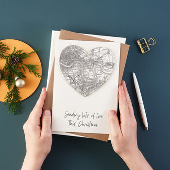 Personalised Map Heart Christmas Card, 3 of 6