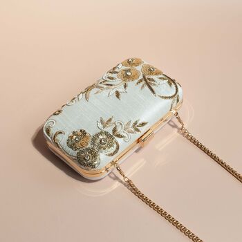 Jessie Ivory Floral Embroidered Clutch, 6 of 8