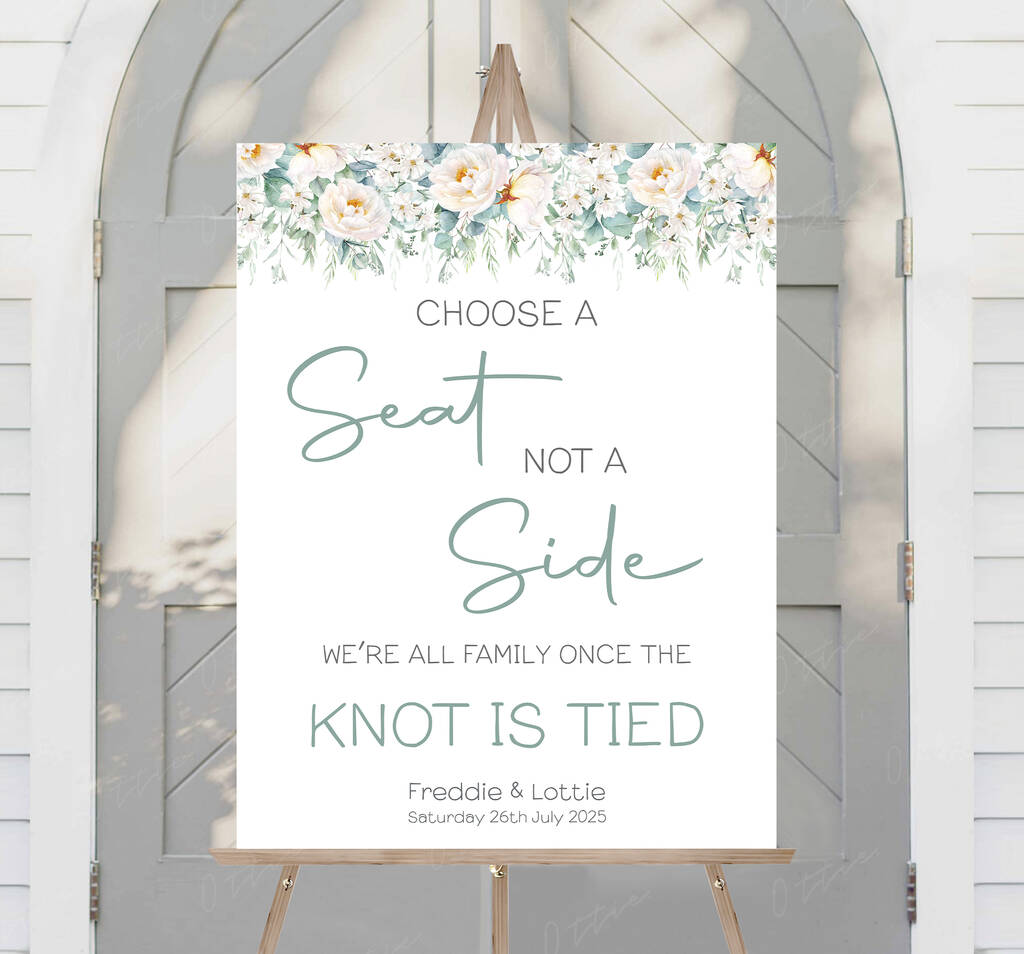 Wedding Choose A Seat Sign Pastel Green And White, 1 of 6