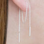 Sterling Silver Threader Long Drop Earrings, thumbnail 1 of 2