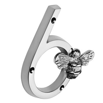 Solid Brass Bee Numbers In Nickel Finish Four Inch, 6 of 9