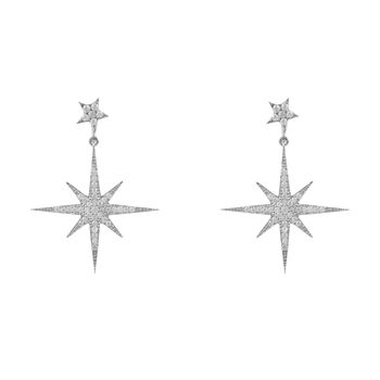 Petite Star Burst Drop Earring Silver, 3 of 6