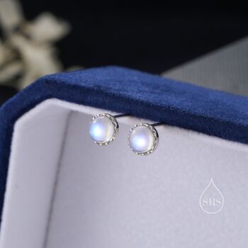 Sterling Silver 6mm Moonstone Stud Earrings, 4 of 12