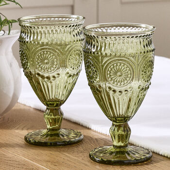 Set Of Four Palmas Green Wine Goblets, 4 of 5