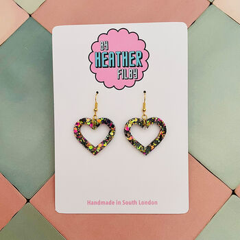 Love Heart Small Glitter Resin Earrings, 8 of 12