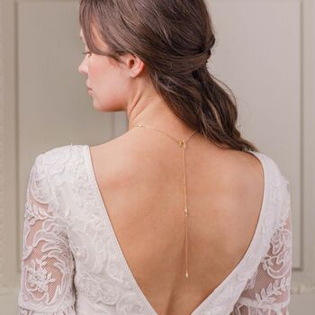 Back Drop Pearl Necklace Lariat For Wedding, 2 of 7