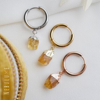 Raw Citrine Crystal Earrings, 4 of 10