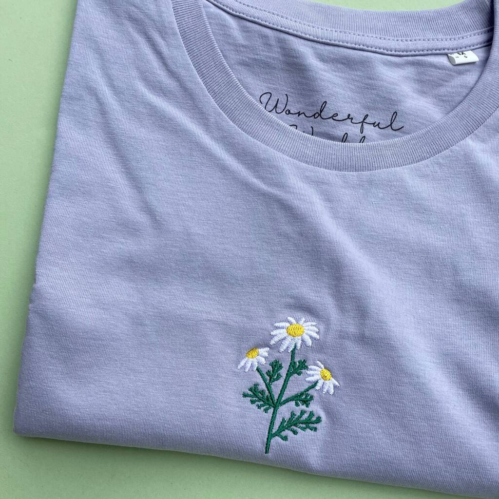 Daisy Embroidered T Shirt By Wonderful World | notonthehighstreet.com