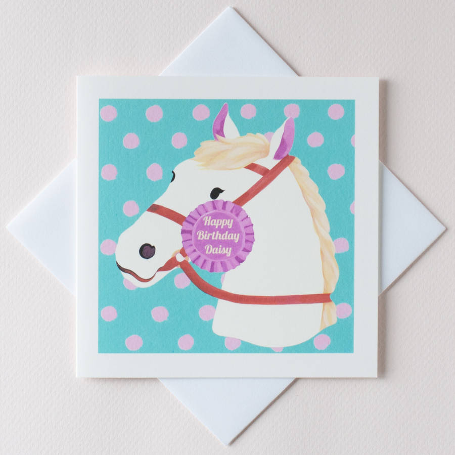 personalised horse birthday card pink version by inkpaintpaper ...