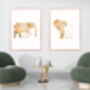 Gold White Elephant Silhouettes Wall Art Print, thumbnail 3 of 6