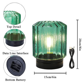 Jade Green Table Lamp LED Battery Powered And Usb Cable, 5 of 5