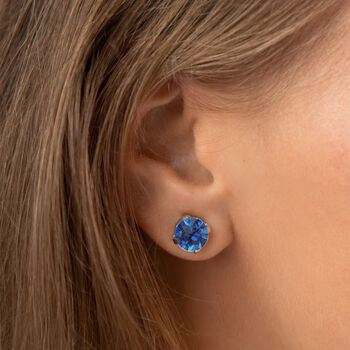 Sapphire Blue Swarovski Crystal Stud Earrings, 3 of 5