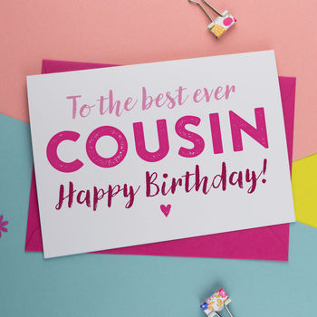 Birthday Card For Cousin In Pink Or Blue By A is for Alphabet