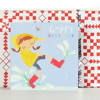 Glittery Puddle Jumping Birthday Card, 5 of 5