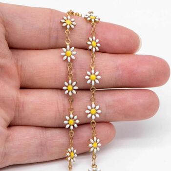 White Sun Flower Floral Choker Summer Necklace, 4 of 5