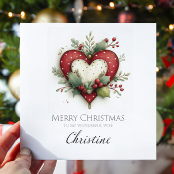 Christmas Card For Wife: Festive Heart Design, 2 of 2